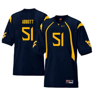 Men's West Virginia Mountaineers NCAA #51 Jake Abbott Navy Authentic Nike Throwback Stitched College Football Jersey MA15Q42NR